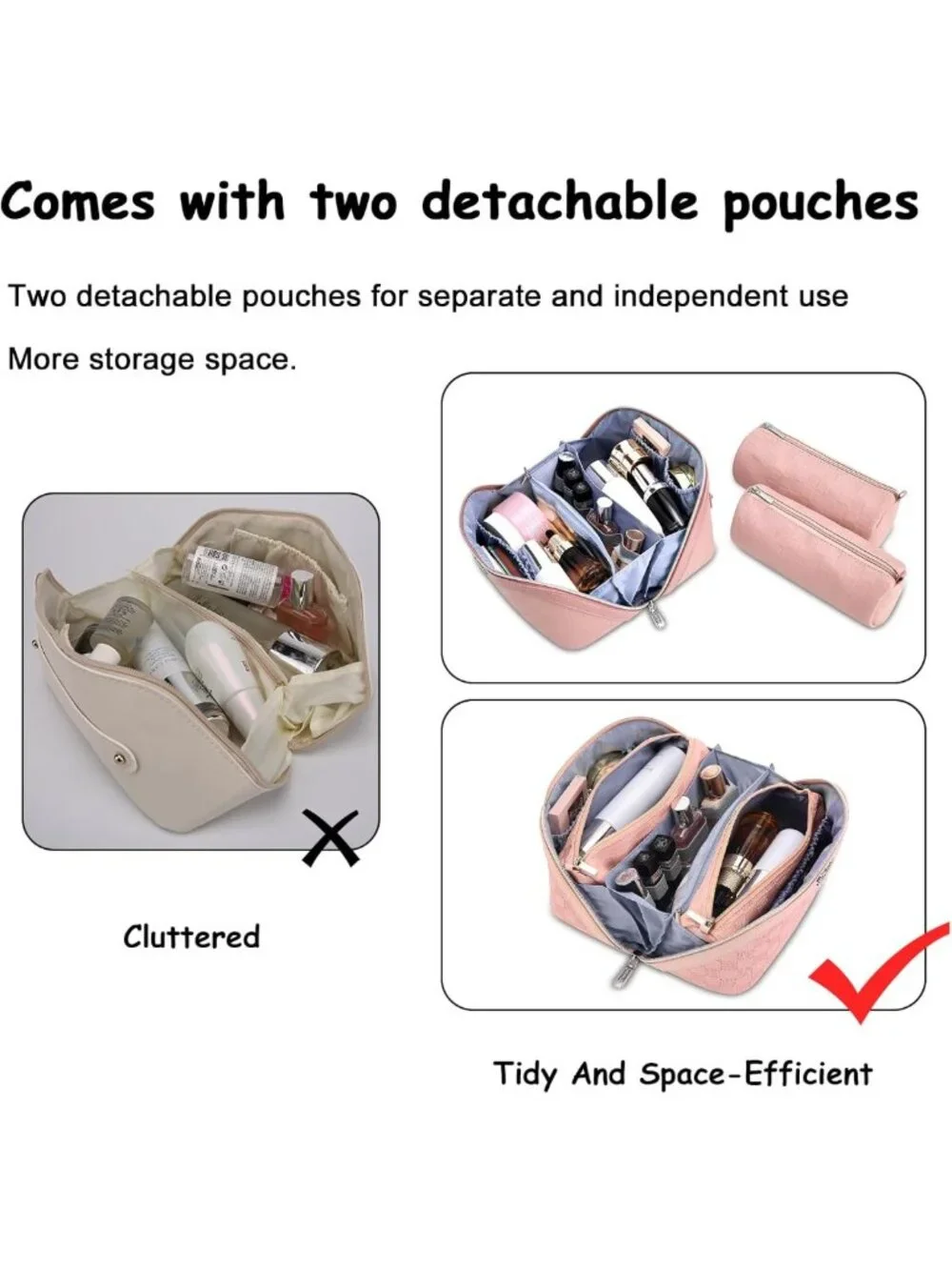 Large Capacity Travel Makeup Bag Set | 3 Pcs Organizer for Cosmetics